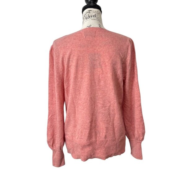 Nanette Lepore 2-Ply Cashmere Sweater Pink Long Sleeve Ribbed-Hem Womens Size L - Picture 3 of 7